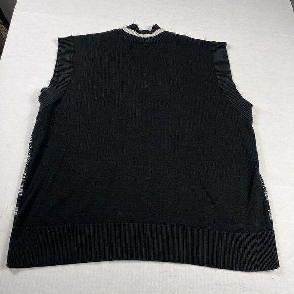 Autumn Cashmere Cotton Sweater Vest Black Tan Sleeveless Knit Casual - Picture 8 of 9